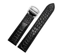 HTHRRFE Black Brown Blue Watchband Compatible With Cartier Crocodile Strap Genuine Leather Solo Key London Calibo Men's Bracelet 20 22 23 24 25(Black-steel buckle,22mm)