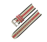 HTHRRFE Compatible With Burberry Bu7600 7601 7602 Fold Buckle Nylon Canvas Watch Strap Stripe Men's 22mm Genuine Leather Cowhide Watchbands(Stripes-Steel-K1)