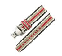 HTHRRFE Compatible With Burberry Bu7600 7601 7602 Fold Buckle Nylon Canvas Watch Strap Stripe Men's 22mm Genuine Leather Cowhide Watchbands(Stripes-Steel-B1)