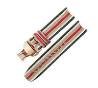 HTHRRFE Compatible With Burberry Bu7600 7601 7602 Fold Buckle Nylon Canvas Watch Strap Stripe Men's 22mm Genuine Leather Cowhide Watchbands(Stripes-Rose-B1)