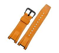 HTHRRFE Compatible With GST-W120L S130L S310 B100 Genuine Leather Nylon Canvas Watch Strap Black Brown Yellow Men Watchband(Yellow-black)