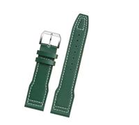 HTHRRFE Compatible With IWC Pilots Little Prince Mark 18 Series Bronze Spitfire Fighter Strap 20mm 21mm Cowhide Bracelet Men Calfskin Wristband(Green white-silver A,20mm)