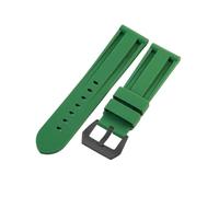 HTHRRFE Compatible With Panerai Pure Color Natural Silicone Accessories Pam441 Diesel Solid Stainless Steel Black Buckle 24mm Watch Strap(D-Green-Black-K11,24mm)