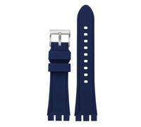 HTHRRFE Compatible With Swatch Watch Band YVS423 YCS YAS YGS Men's Concave Mouth Silicone Watch Chain Braclet Waterproos Sprots Watchband 19 21mm(Blue-silver A,21mm)