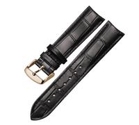HTHRRFE Genuine Leather Watch Band Arc Interface Male Watch Strap Butterfly Clasp Compatible With Rossini Jaeger-LeCoultre 18mm 20mm 22mm(Black-Rose-K1,19mm)