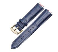 HTHRRFE Genuine Leather Watch Band Arc Interface Male Watch Strap Butterfly Clasp Compatible With Rossini Jaeger-LeCoultre 18mm 20mm 22mm(Blue-Rose-K1,20mm)