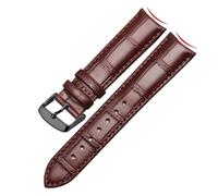 HTHRRFE Genuine Leather Watch Band Arc Interface Male Watch Strap Butterfly Clasp Compatible With Rossini Jaeger-LeCoultre 18mm 20mm 22mm(Brown-black-K1,19mm)