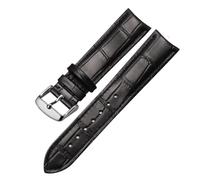 HTHRRFE Genuine Leather Watch Band Arc Interface Male Watch Strap Butterfly Clasp Compatible With Rossini Jaeger-LeCoultre 18mm 20mm 22mm(Black-silver-K1,19mm)