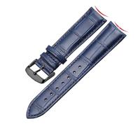 HTHRRFE Genuine Leather Watch Band Arc Interface Male Watch Strap Butterfly Clasp Compatible With Rossini Jaeger-LeCoultre 18mm 20mm 22mm(Blue-black-K1,22mm)