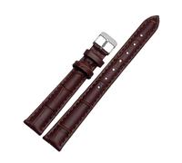 HTHRRFE Genuine Leather Watchband Compatible With Casio LTP-V007/1208/1094 LTH-1060/4048 Real Cowhide Watch Strap Pin Buckle Bracelet 16mm 18mm(Brown-Silver,12mm)