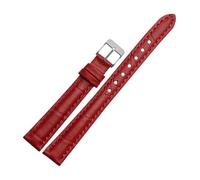 HTHRRFE Genuine Leather Watchband Compatible With Casio LTP-V007/1208/1094 LTH-1060/4048 Real Cowhide Watch Strap Pin Buckle Bracelet 16mm 18mm(Red-Silver,20mm)