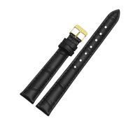 HTHRRFE Genuine Leather Watchband Compatible With Casio LTP-V007/1208/1094 LTH-1060/4048 Real Cowhide Watch Strap Pin Buckle Bracelet 16mm 18mm(Black-gold,16mm)
