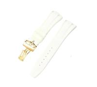 HTHRRFE Get The Perfect Compatible With AP Aibi 15703 Watch With This Black Silicone Watchband - Resin Rubber And Silicone Accessories Included(White-Golden-Z1)