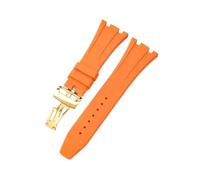 HTHRRFE Get The Perfect Compatible With AP Aibi 15703 Watch With This Black Silicone Watchband - Resin Rubber And Silicone Accessories Included(Orange-Golden-Z1)