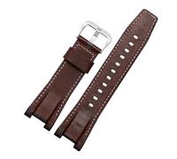 HTHRRFE Leather Strap Compatible With CASIO GST-S100g / S110 / S130l / W100G / W110 / 210B / 400G / 410 / B100 / W300 Wristband Accessories 26x14mm(Brown Leather,26x14 Black Buckle)