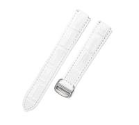 HTHRRFE Premium Cowhide Watchbands Compatible With Cartier Ballon Bleu Reinforced Stitching Solid Steel Buckle Convex Interface Brown Black 14x22mm(White-ST-Z4,8x16mm)