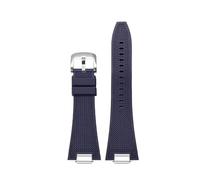 HTHRRFE Quick Release 27mm Silicone Watch Strap Compatible With Tissot PRX T137.407 T137.410 Fluorine Rubber Watchband Men's Bracelet(Blue-silver)