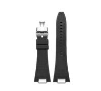 HTHRRFE Quick Release 27mm Silicone Watch Strap Compatible With Tissot PRX T137.407 T137.410 Fluorine Rubber Watchband Men's Bracelet(A-Black-silver)