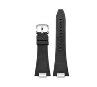 HTHRRFE Quick Release 27mm Silicone Watch Strap Compatible With Tissot PRX T137.407 T137.410 Fluorine Rubber Watchband Men's Bracelet(Black-silver)