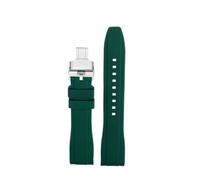 HTHRRFE Rubber Silicone Strap Compatible With Citizen Tissot Seiko Rolex Curved End Sport Waterproof Watchband Orange Wristband 18/19/20/21/22mm(Black Green,24mm)