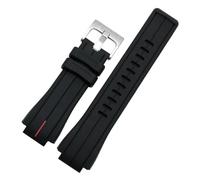 HTHRRFE Silicone Rubber Watchband Compatible With Timex Watch Strap T2N720 T2N721 TW2T76300 Wristband Bracelet Band Convex Interface 16mm(Black Red Silver)