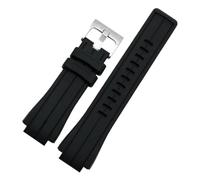 HTHRRFE Silicone Rubber Watchband Compatible With Watch Strap T2N720 T2N721 TW2T76300 Wristband Bracelet Waterproof Band Convex Interface 16mm(Black Silver Buckle)
