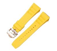 HTHRRFE Silicone Watch Band Compatible With Richard Mille Sweat-Proof Soft Comfortable Rubber Watch Strap Raised Mouth 25mm Bracelet(Yellow-rose gold)