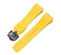 HTHRRFE Silicone Watch Band Compatible With Richard Mille Sweat-Proof Soft Comfortable Rubber Watch Strap Raised Mouth 25mm Bracelet(Yellow-black)
