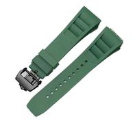 HTHRRFE Silicone Watch Band Compatible With Richard Mille Sweat-Proof Soft Comfortable Rubber Watch Strap Raised Mouth 25mm Bracelet(Green-black)