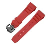 HTHRRFE Silicone Watch Band Compatible With Richard Mille Sweat-Proof Soft Comfortable Rubber Watch Strap Raised Mouth 25mm Bracelet(Red-black)