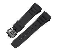 HTHRRFE Silicone Watch Band Compatible With Richard Mille Sweat-Proof Soft Comfortable Rubber Watch Strap Raised Mouth 25mm Bracelet(Black-black)