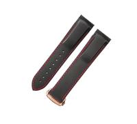 HTHRRFE Silicone Watch Strap Compatible With Omega Watch AT150 SeaMaster 007 Men's Universe Ocean Series Rubber Sports Strap Compatible With Seiko 20 22mm(Black Red-RS-Z3,20mm)
