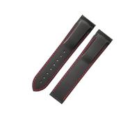 HTHRRFE Silicone Watch Strap Compatible With Omega Watch AT150 SeaMaster 007 Men's Universe Ocean Series Rubber Sports Strap Compatible With Seiko 20 22mm(Black Red-No,20mm)