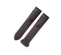 HTHRRFE Silicone Watch Strap Compatible With Omega Watch AT150 SeaMaster 007 Men's Universe Ocean Series Rubber Sports Strap Compatible With Seiko 20 22mm(Black Red-BK-Z3,20mm)