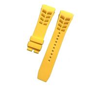 HTHRRFE Soft Colorful Silicone Bracelet 25mm*20mm Waterproof Natural Rubber Strap Compatible With Richard Mille Bracelet Raw Ear Type(Yellow,25MM Rose buckle)