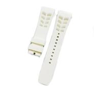 HTHRRFE Soft Colorful Silicone Bracelet 25mm*20mm Waterproof Natural Rubber Strap Compatible With Richard Mille Bracelet Raw Ear Type(White,25MM Silver buckle)