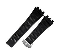 HTHRRFE Soft Silicone Watch Band Suitable Compatible With TAG HEUER Carrera Series Watch Strap For Men's Concave Convex Interface Watchband Bracelet(Black-silver)