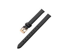 HTHRRFE Soft Thin Cowhide Watch Band Compatible With Lolarose DW Daniel Wellington OB Female Green Black White Red Small Size Watch Strap 8 10mm(ZP-01-Black-Rose-K1,14mm)