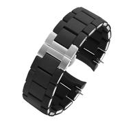 HTHRRFE Steel In Silicone Watchband Compatible With Armani Watch AR5890 AR5889 AR5858 AR5920 AR5868 AR8023 5905 Watches Band Man Woman 23mm Straps(Black silver,23mm)