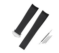 HTHRRFE Watch Strap Compatible With Tag Heuer CARRERA AQUARACER 300 WAY201A WAY211C Black Blue Silicone Watch Accessories 22mm(Black-silver)