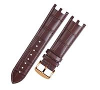 HTHRRFE Watchband Compatible With Versace V-RACECHRONO Series GMT Double Concave Convex Interface Genuine Leather Watch Strap Men's 22mm(Brown-rosegold)