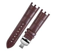 HTHRRFE Watchband Compatible With Versace V-RACECHRONO Series GMT Double Concave Convex Interface Genuine Leather Watch Strap Men's 22mm(Brown-silver4)