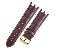 HTHRRFE Watchband Compatible With Versace V-RACECHRONO Series GMT Double Concave Convex Interface Genuine Leather Watch Strap Men's 22mm(Brown-gold)