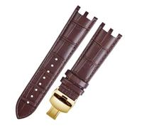 HTHRRFE Watchband Compatible With Versace V-RACECHRONO Series GMT Double Concave Convex Interface Genuine Leather Watch Strap Men's 22mm(Brown-gold2)