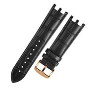 HTHRRFE Watchband Compatible With Versace V-RACECHRONO Series GMT Double Concave Convex Interface Genuine Leather Watch Strap Men's 22mm(Black-rosegold)