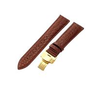 HTHRRFE Waterproof Crocodile Watchband Men Compatible With Tissot Montblanc Tudor Breitling Round Pattern Genuine Leather 21 20mm Watch Strap(Brown-Golden-B1,19mm)