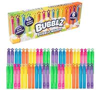 HTI Bubblz 48 Pack Bubble Solution With Wands | Multi-Coloured 48 Pack Of Bubble Mixture With Bubble Stick Wands | Mini Bubble Solution With Wands Perfect Party Bag Fillers |Suitable Children 3+