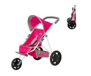 HTI Chicco Junior Active 3 Wheeled Pushchair Toy Dolls Buggy In Pink And Grey Baby Doll Pushchair Childrens Baby Doll Collapsible Stroller Toy Role Play Toy Dolls Folding Buggy Pushchair Ages 3+