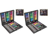 HTI Fun Craft 150-Piece Art Set with Plastic Case | Children's Art Studio Gift - Drawing, Sketching, Watercolour Paints & More (Pack of 2)