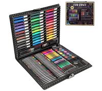 HTI Fun Craft 150-Piece Art Set with Plastic Case | Children's Art Studio Gift - Drawing, Sketching, Watercolour Paints & More